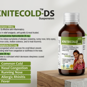 KNITECOLD-DS Suspension – Advanced Multi-Symptom Cold & Fever Relief for Kids