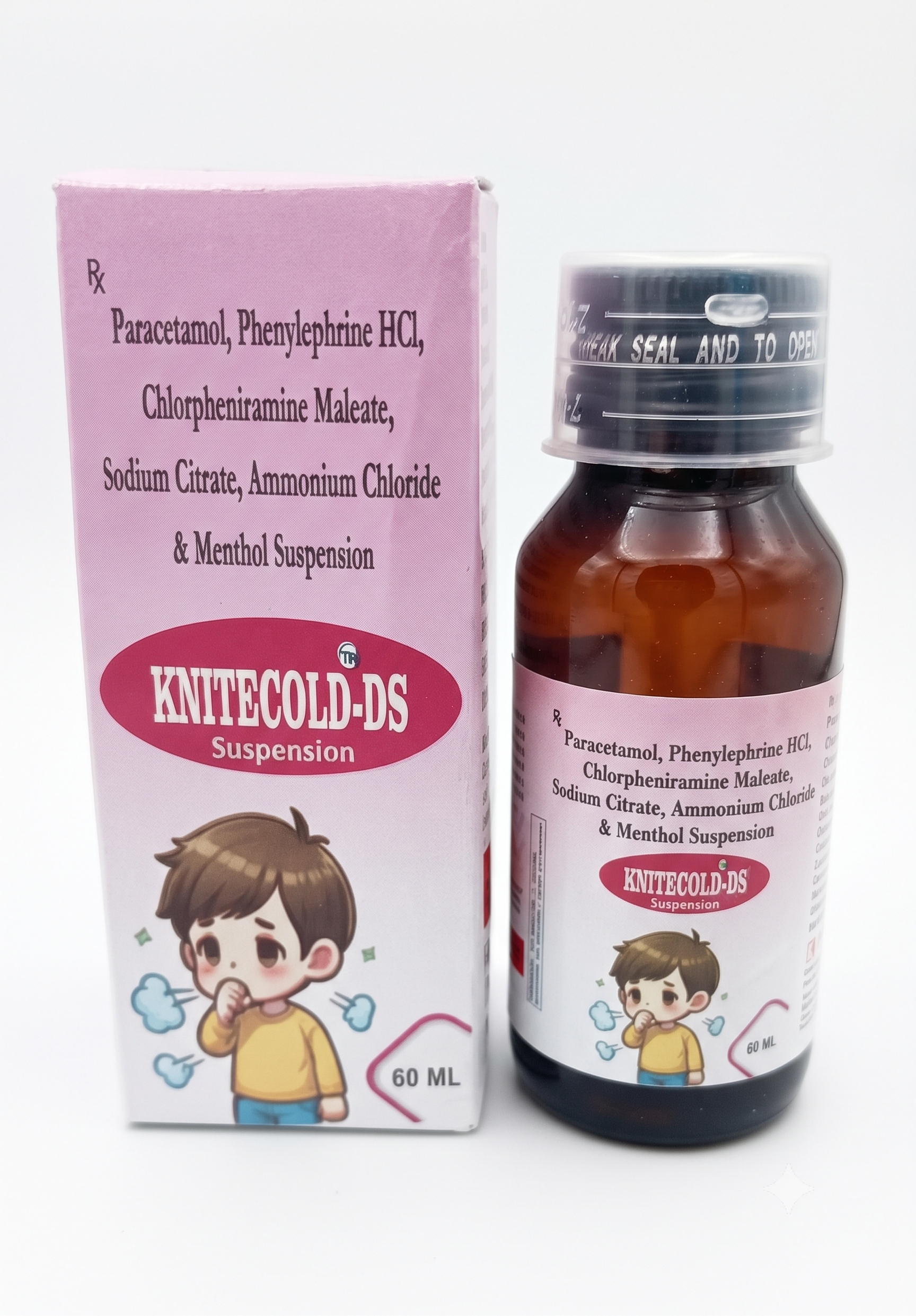KNITECOLD-DS Suspension – Advanced Multi-Symptom Cold & Fever Relief for Kids